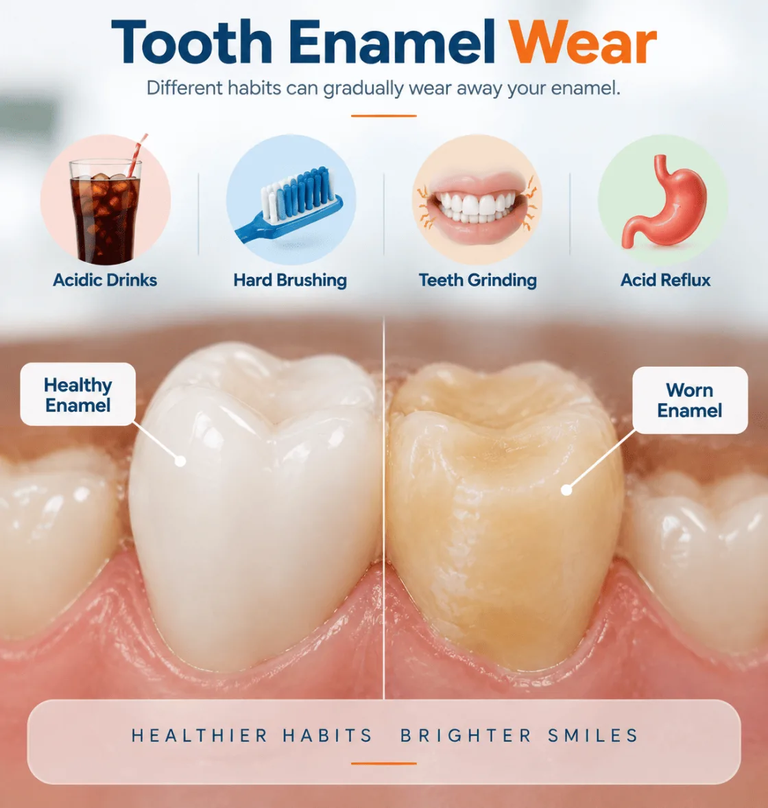 Tooth Enamel Wear: Causes, Symptoms and Treatment