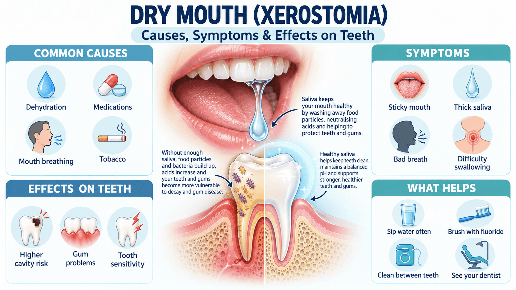 Dry Mouth: Causes, Symptoms and How It Affects Your Teeth